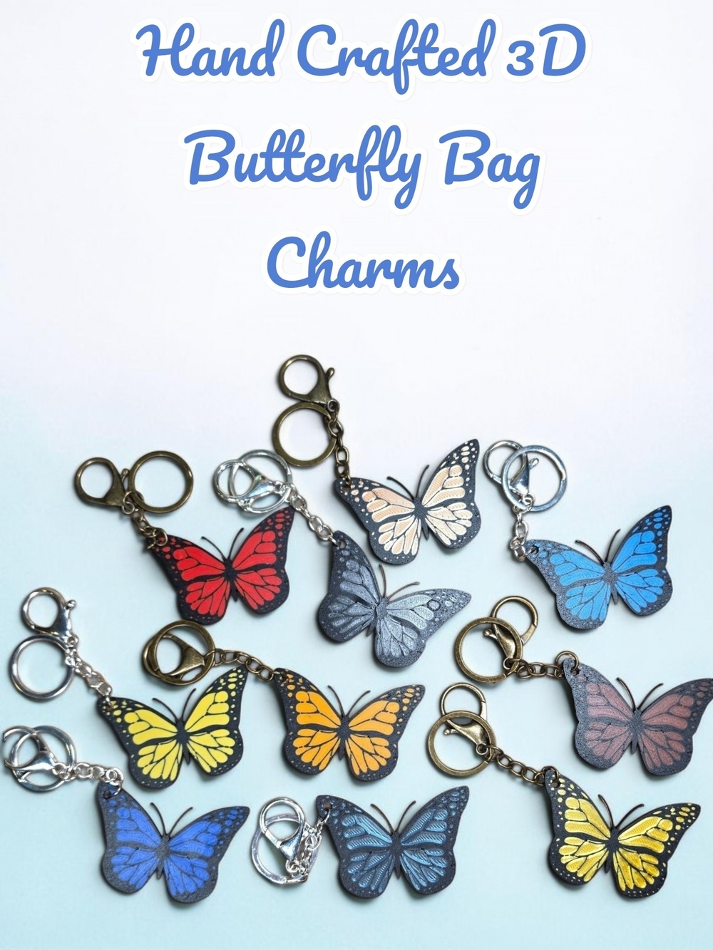 Handcrafted 3D Butterfly Bag Charm / Key Chains - Choose Your Color - NWT!